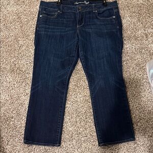 American Eagle Outfitters Women's Deep Indigo Cropped Jeans